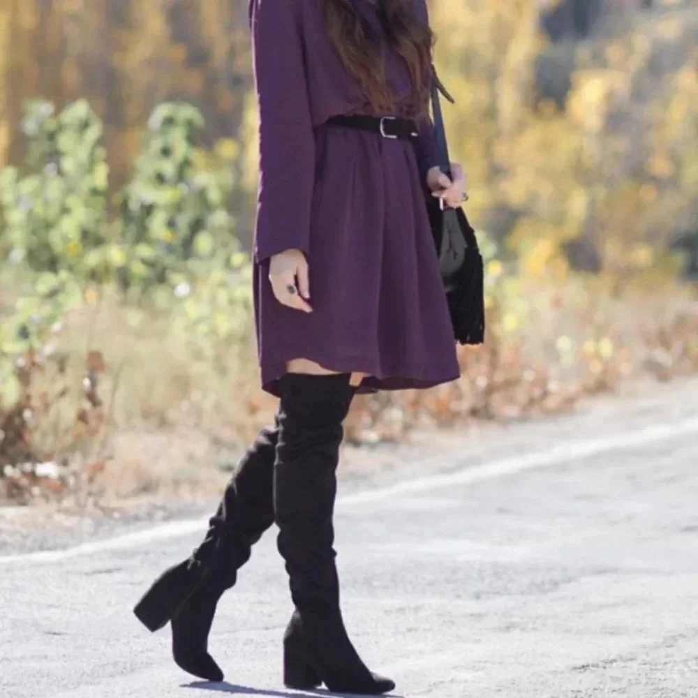 Aldo velvety over the knee grey boot